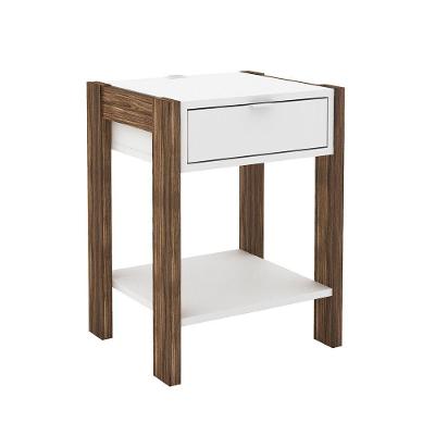 Mesa De Cabeçeira Az1016 Mdp Branco Nogal