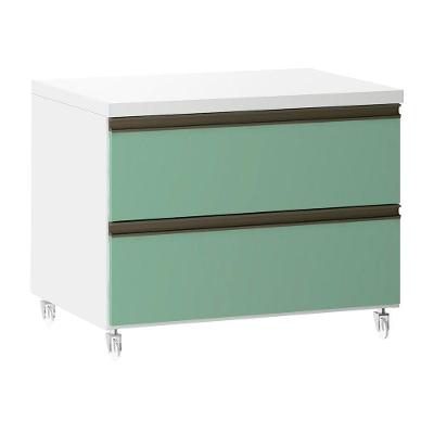 Mesa De Cabeceira 2 Gavetas 60,5cm Branco C/Verde