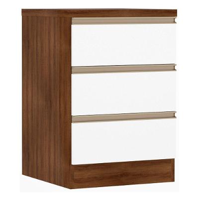 Mesa De Cabeceira 3 Gavetas 40Cm Estrutura Dourado Prime Plu