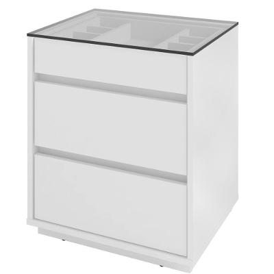 Mesa De Cabeceira 3 Gavetas 010023 Branco Dcasa Branco