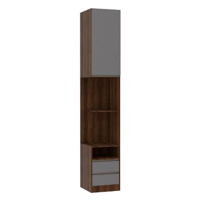 Mesa De Cabeceira Alta 1 Porta 40cm Nogueira C/Cinza Puro