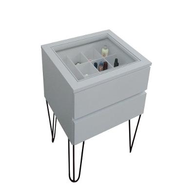 Mesa de Cabeceira Lateral Estilo Industrial Off White Laca