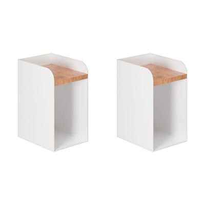 Kit 2 Mesas De Cabeceira Suspensas Branca Em Aço Linha Home Padrão Morphi Design 20Cm - Cor: Branco