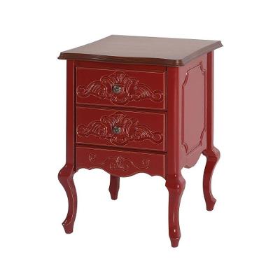 Mesa de Cabeceira Decorativa Zahra 2 Gavetas Vermelho imbuía