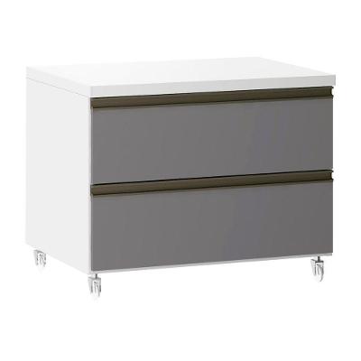 Mesa De Cabeceira 2 Gavetas 60,5cm Branco C/Cinza Puro