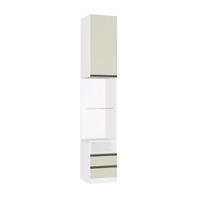 Mesa De Cabeceira Lado 1 Porta 2 Gavetas Branco C/Kashmir