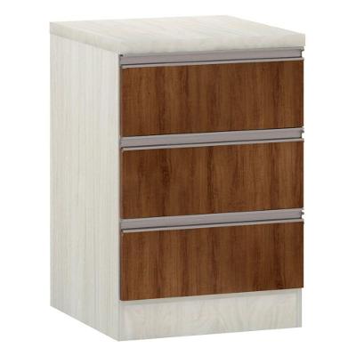 Mesa De Cabeceira 3 Gavetas 40Cm Estrutura Legno Crema Prime