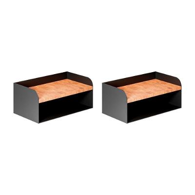 Kit 2 Mesas De Cabeceira Suspensas Pretas Em Aço Linha Home Padrão Morphi Design 45Cm - Cor: Preto