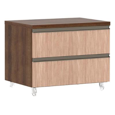 Mesa De Cabeceira 2 Gavetas 60,5cm Nogueira C/Cumaru