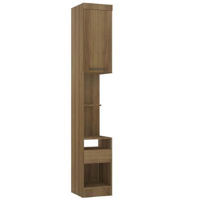 Mesa De Cabeceira Alta 38cm 1 Porta E 1 Gaveta Paris Luciane Móveis Avelã Pf Com Avelã Pf