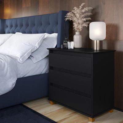 Mesa De Cabeceira Quarto Mini Cômoda 3 Gavetas Preto