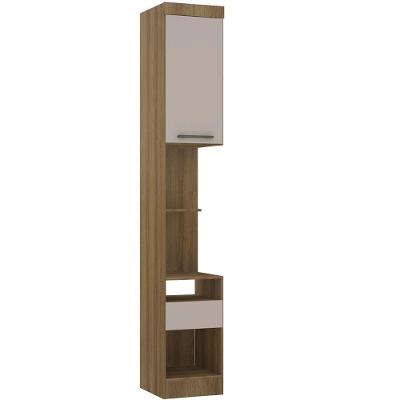 Mesa De Cabeceira Alta 38cm 1 Porta E 1 Gaveta Paris Luciane Móveis Avelã Pf Com Cinammon Pf