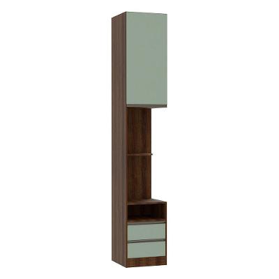Mesa De Cabeceira 1 Porta 40cm Nogueira C/Verde