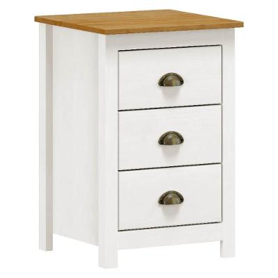 Mesa De Cabeceira 3 Gavetas 46Cm Estilo Americano Lázio F07 Branco/Carvalho - Mpozenato