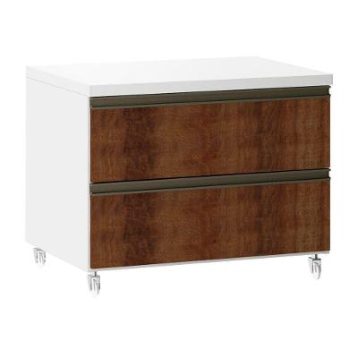 Mesa De Cabeceira 2 Gavetas 60,5cm Branco C/Nogueira