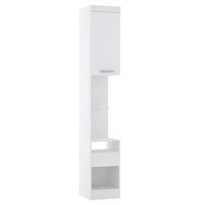 Mesa De Cabeceira Alta 38cm 1 Porta E 1 Gaveta Alpes Luciane Móveis Branco Pf Com Branco Pf
