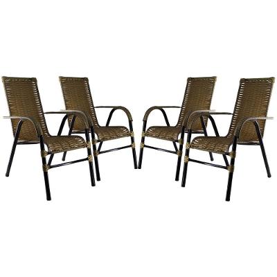 Conjunto Com 4 Cadeiras Bela Fibra Sintética Pequi