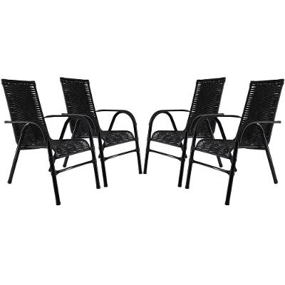 Conjunto Com 4 Cadeiras Bela - Preto Fibra Sintética