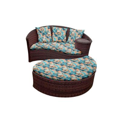 Chaise Orbit Com Puff - Tecido Costela De Adão Azul