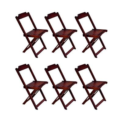 Kit 6 Cadeiras De Madeira Dobravel Imbuia - Marrom
