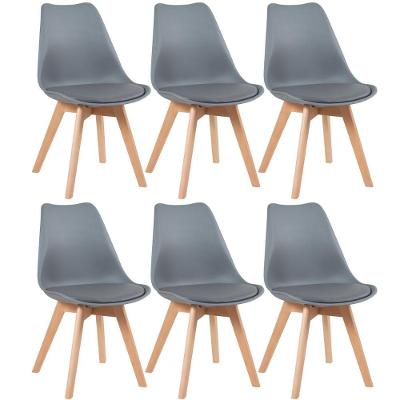 Kit 6 Cadeiras Com Assento Estofado Cinza Escuro