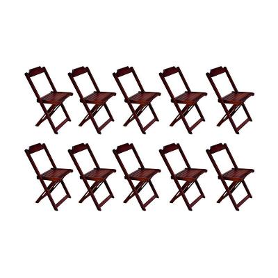Kit 10 Cadeiras De Madeira Dobravel Imbuia - Marrom
