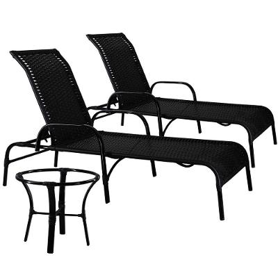 Kit 2 Espreguiçadeiras Mesa De Centro Havaí Preto
