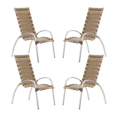 4 Cadeiras Descanso Garden Em Alumínio Para Área Jardim E Piscina Capuccino