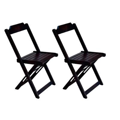 Kit 2 Cadeiras De Madeira Dobravel Marrom - Marrom