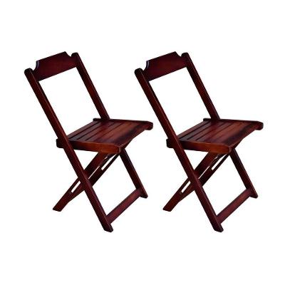 Kit 2 Cadeiras De Madeira Dobravel Imbuia - Marrom
