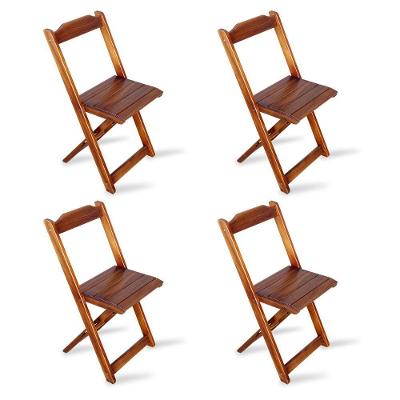 Kit 4 Cadeiras Dobravel Madeira Padrao Imbuia Tarimata Cor: Marrom