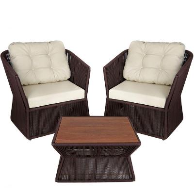 2 Poltronas Com Mesa, Alumínio, Estofado, Jardim