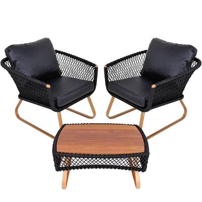 2 Poltronas Com Mesa Alumínio Bronze P/ Área Externa