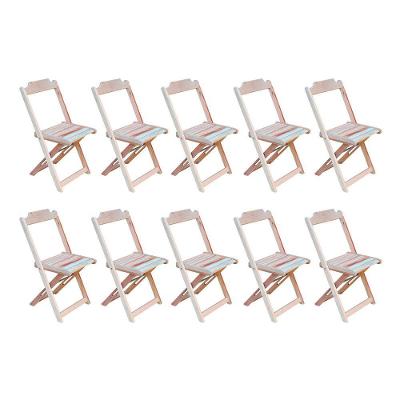 Kit 10 Cadeiras De Madeira Dobravel Sem Pintura/Crua - Marrom