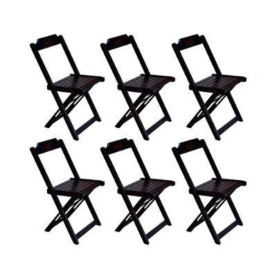 Kit 6 Cadeiras De Madeira Dobravel Marrom - Marrom
