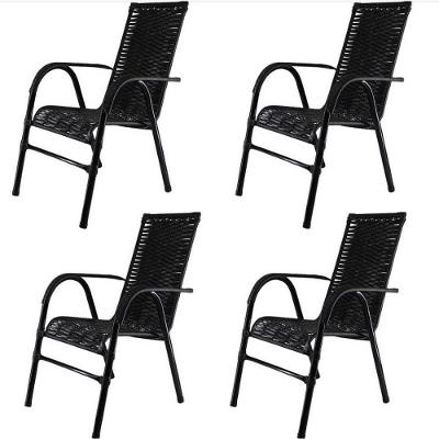 Kit 4 Cadeiras Bela Fibra Sintética Aço Acesse Móveis Preto