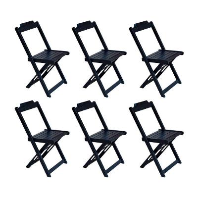 Kit 6 Cadeiras De Madeira Dobravel Preto - Preto