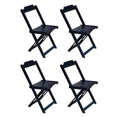 Kit 4 Cadeiras De Madeira Dobravel Preto - Preto