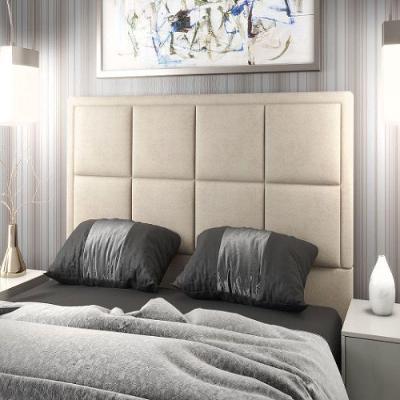 Cabeceira Malibu 140cm P/Cama Box Casal Veludo Pastel Bege