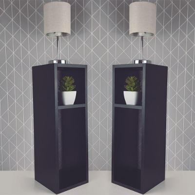 Conjunto Mesa De Cabeceira 20X20X60Cm Preto
