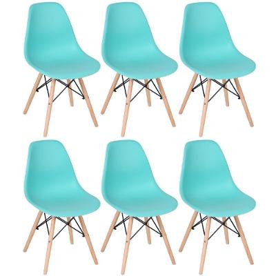 Kit 6 Cadeiras Charles Eames Eiffel Dsw Com Pés De Madeira Clara Verde Tiffany