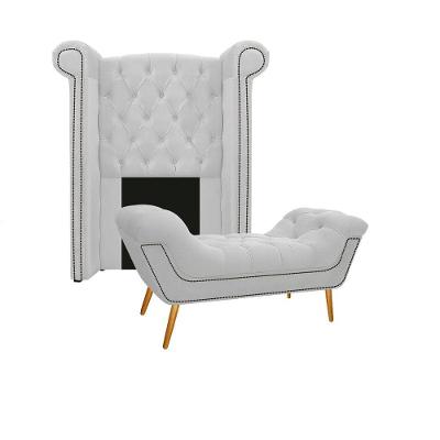 Kit Cabeceira Calçadeira Veneza 100cm Branco