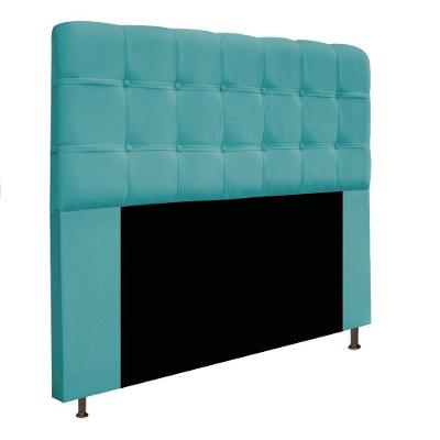 Cabeceira e Calçadeira Baú Mel 160cm Queen Size Suede Azul Turquesa