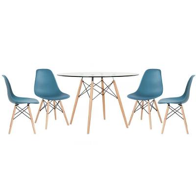 Mesa Redonda Eames 120cm + 4 Cadeiras Turquesa Turquesa