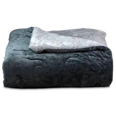 Edredom Buettner Solteiro Plush Flannel Dupla Face 160mx240m Metal Escuro E Metal Claro