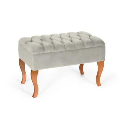 Puff Banqueta Soffia Decorativo Captonado Para Sala Ou Quarto Bege