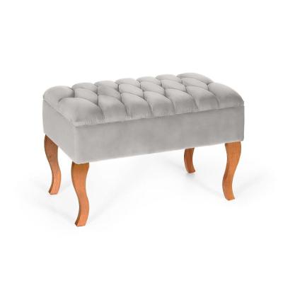 Puff Banqueta Soffia Decorativo Captonado Para Sala Ou Quarto Cinza Claro