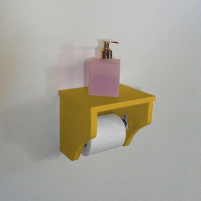Porta Papel Higiênico Acessório Para Banheiro Papeleira Suporte De Parede Amarelo Laca