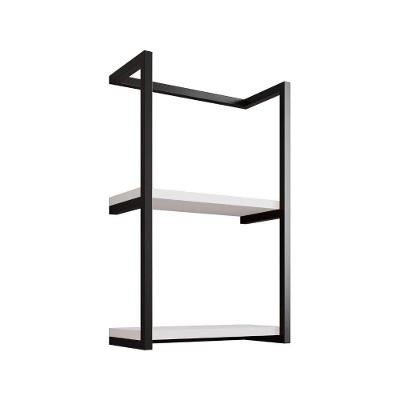 Toalheiro Para Banheiro Estilo Industrial Sahy - Preto E Prateleira Branca - Cor: Preto