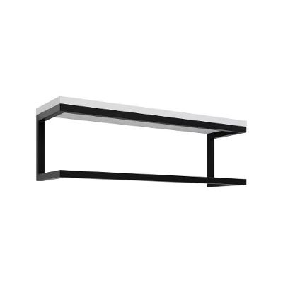 Toalheiro Para Banheiro Estilo Industrial Ita - Preto E Prateleira Branca - Cor: Preto
